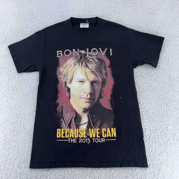 Bon Jovi Shirt Mens Small Black Because We Can 2013 Tour Concert Band Tee - Picture 2 of 6